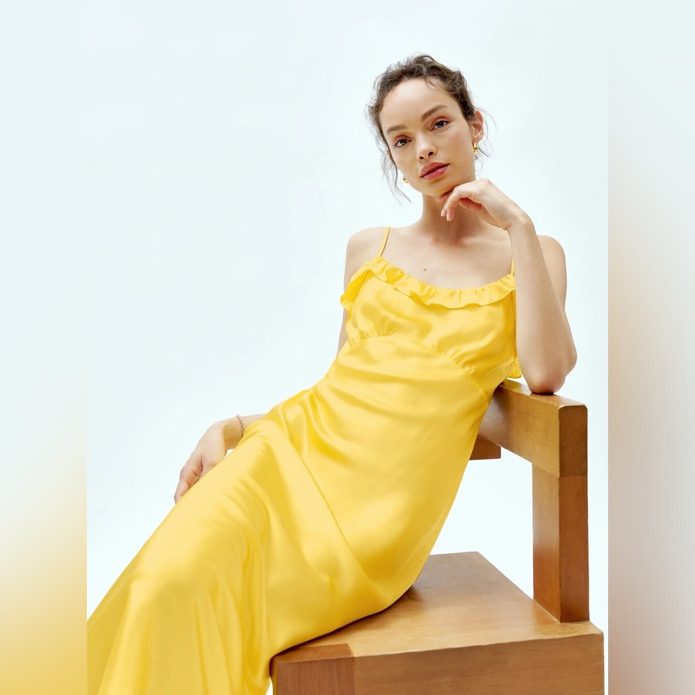 Reformation Aribella silk dress Lemon